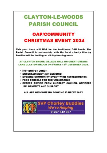 Advanced Notice - OAP Community Meal and Event 13th December 2024